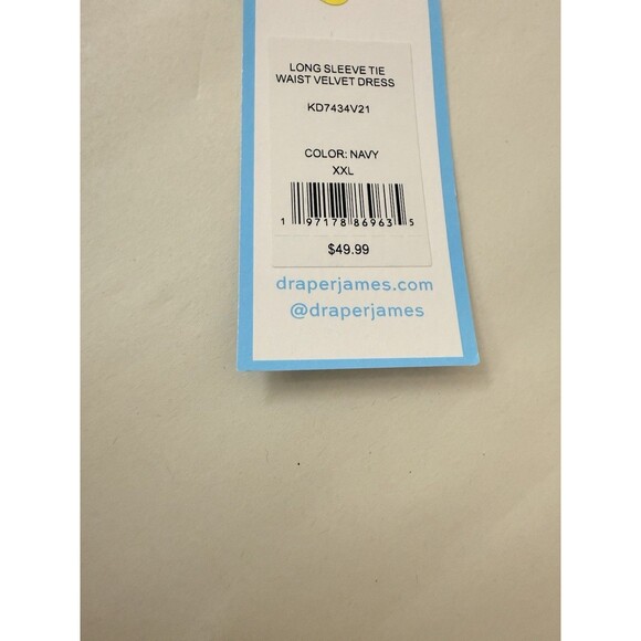 NEW Draper James Blue  Velvet Wrap Dress Size 2XL Long Sleeve W/Pockets - Picture 15 of 16